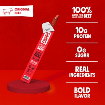 Chomps 10g Protein Original Beef Jerky Meat Sticks, 8 ct