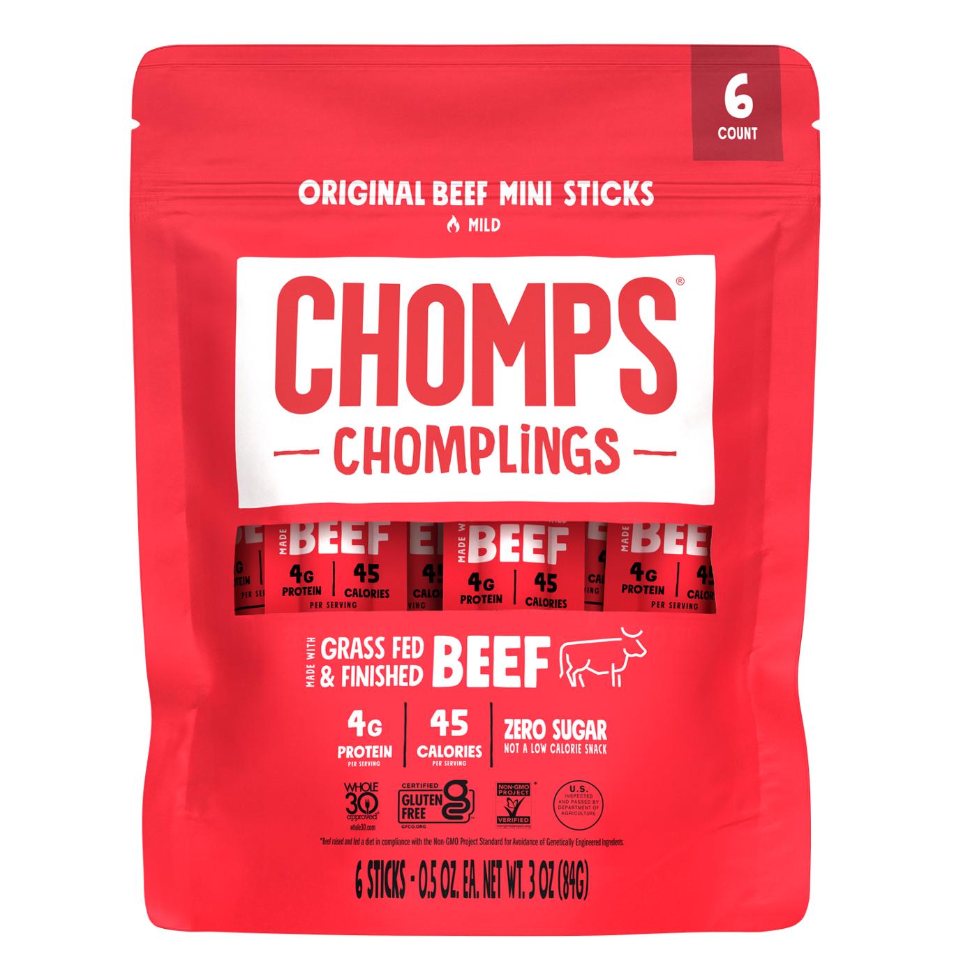 Chomps Chomplings Original Beef Mini Sticks - Shop Jerky at H-E-B