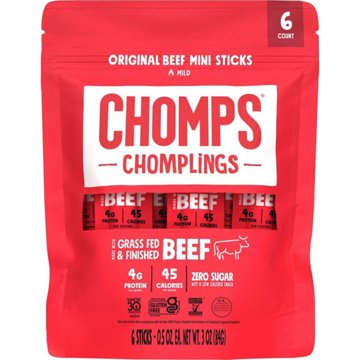 Chomps Chomplings 4g Protein Mini Original Beef Jerky Meat Sticks, 6 ct