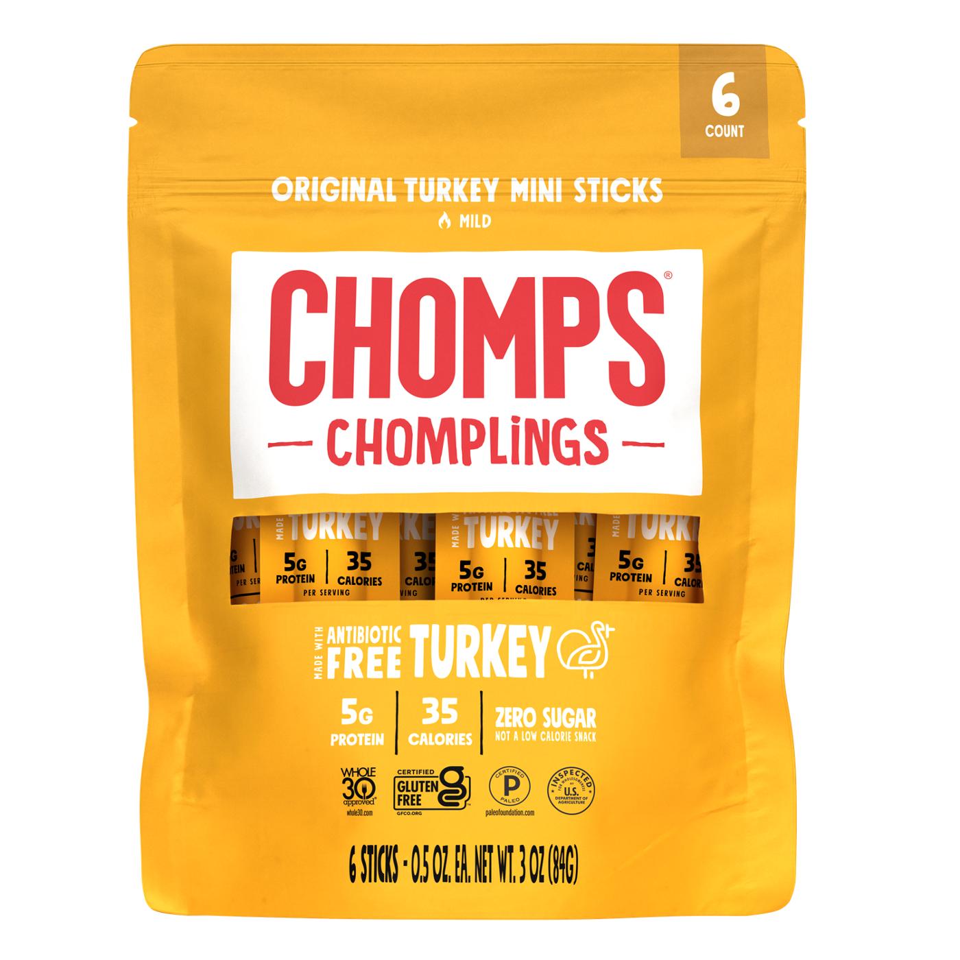 Chomps Chomplings 5g Protein Mini Original Turkey Jerky Meat Sticks; image 1 of 4