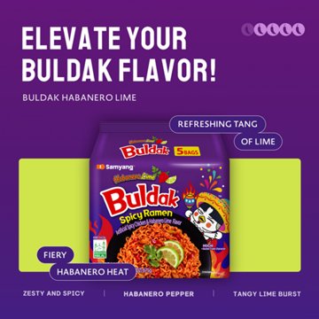 Samyang Buldak Habanero Lime Spicy Chicken Ramen Instant Soup Packs