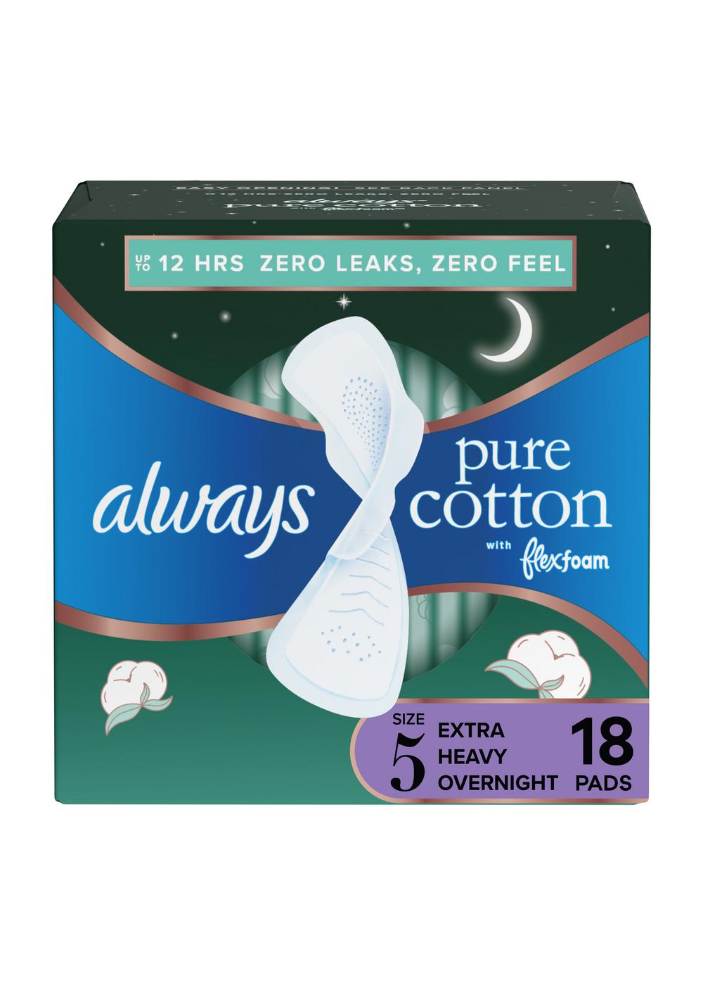 Always Pure Cotton FlexFoam Pads Size 5 - Extra Heavy Overnight; image 10 of 12