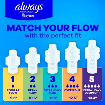 Always Pure Cotton FlexFoam Pads Size 5 - Extra Heavy Overnight