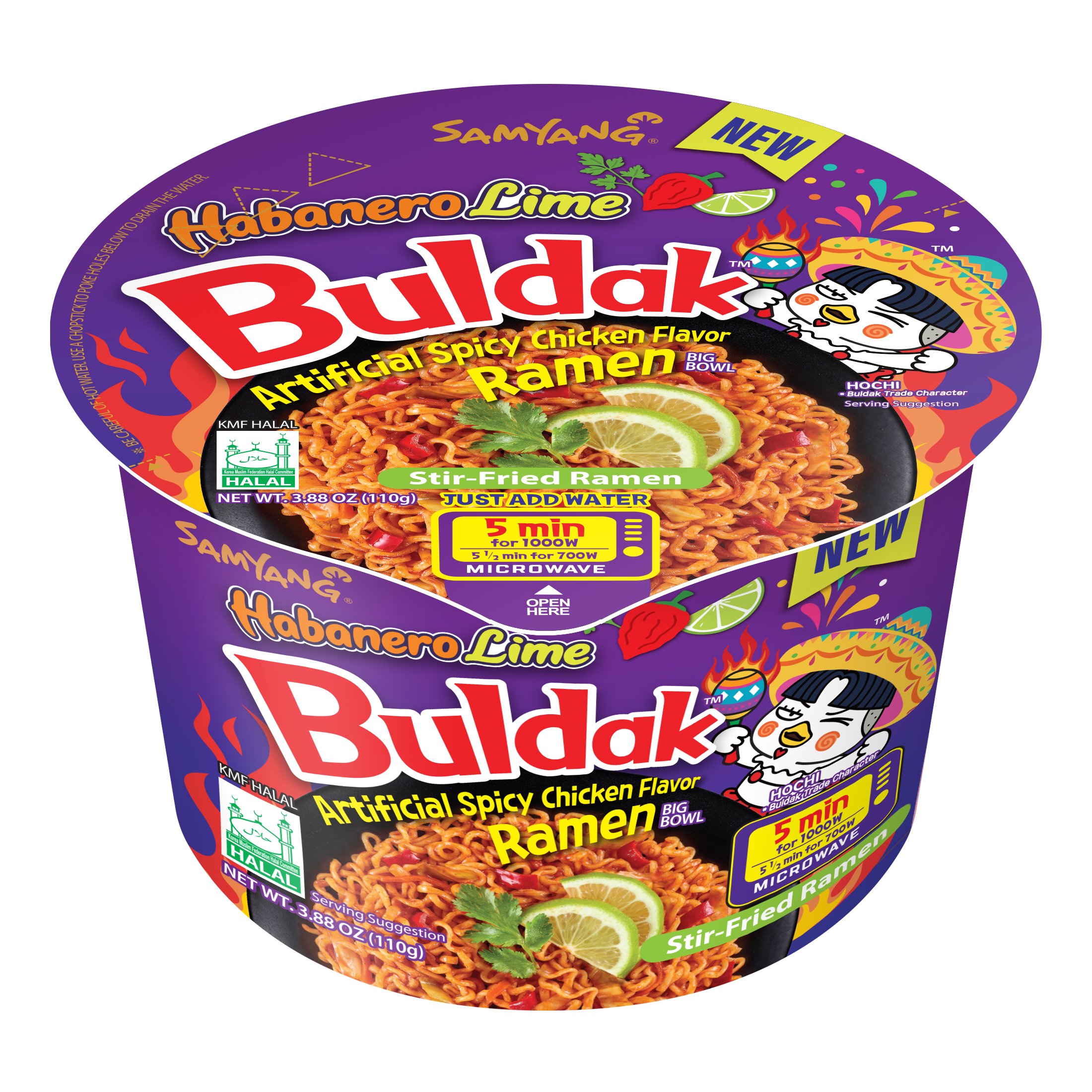 Samyang Buldak Habanero Lime Spicy Chicken Ramen Noodle Soup Bowl