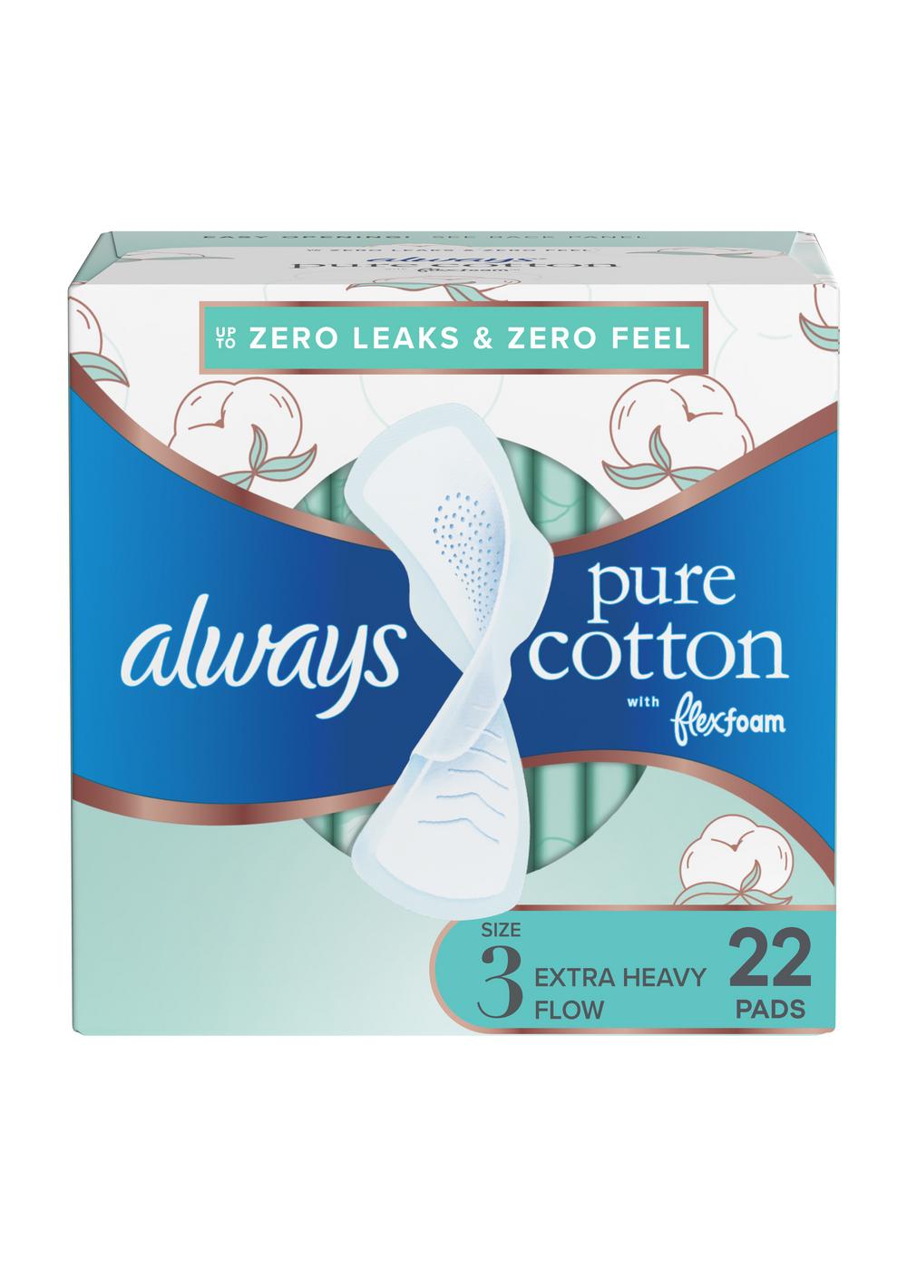 Always Pure Cotton FlexFoam Size 3 Extra Heavy Pads with Wings; image 4 of 12