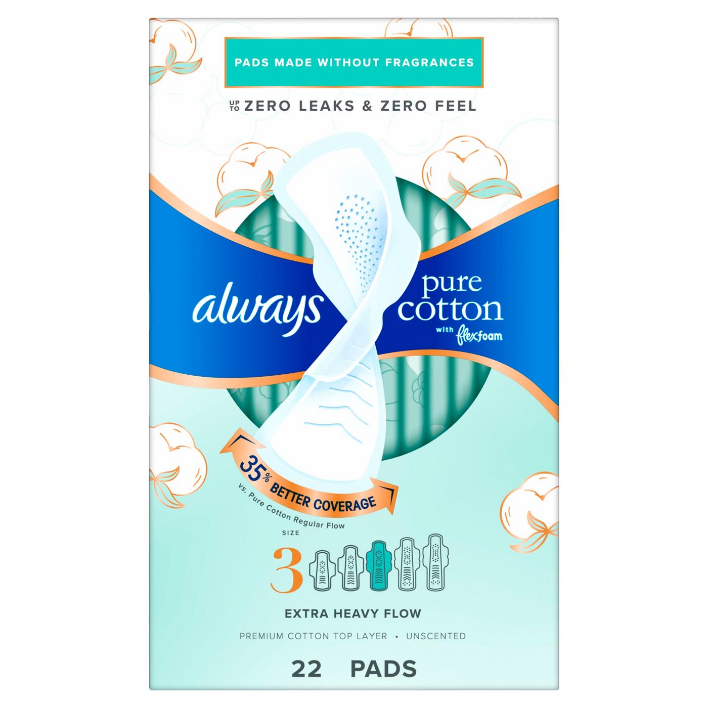 Always Pure Cotton FlexFoam Size 3 Extra Heavy Pads with Wings Shop Pads & liners at HEB