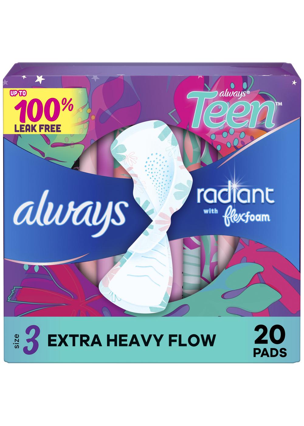 Always Teen Radiant FlexFoam Pads Size 3 Extra Heavy with Wings; image 1 of 5