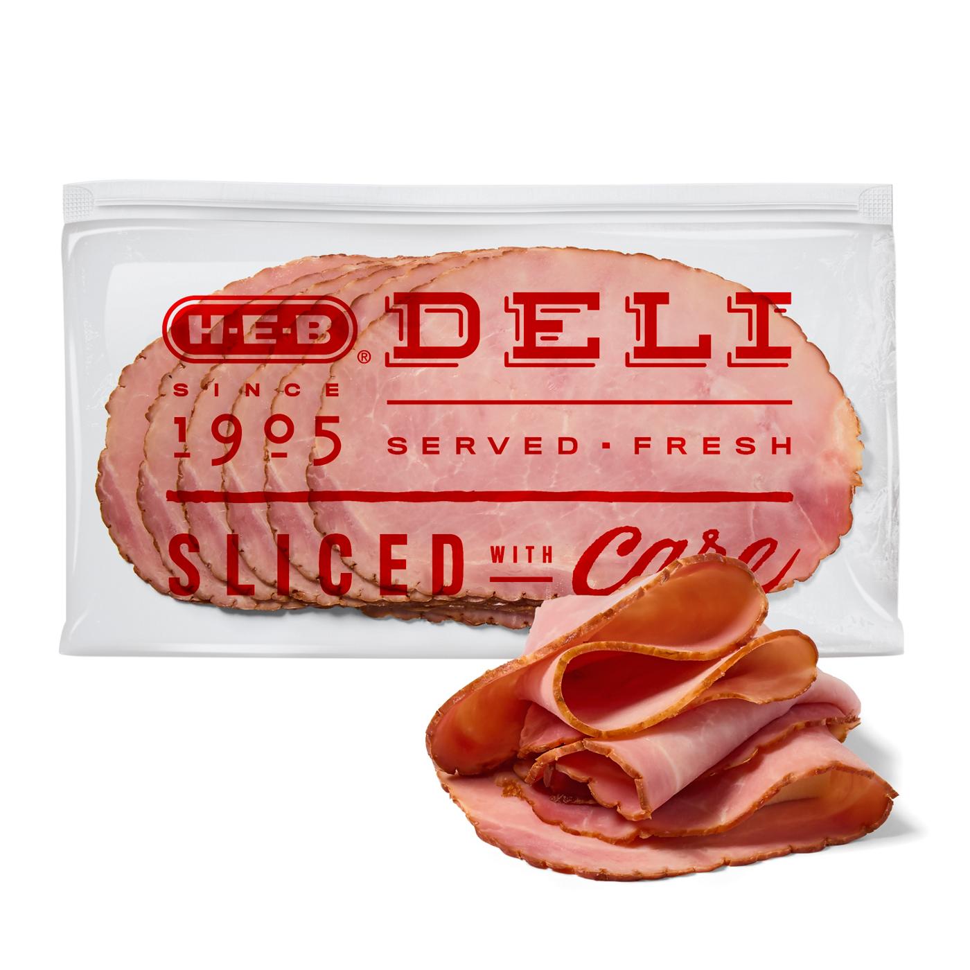 H-E-B Deli Applewood-Smoked Uncured Ham, Sandwich Sliced; image 1 of 4