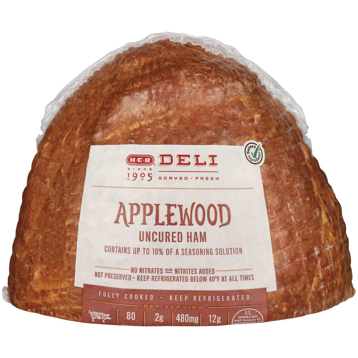 H-E-B Deli Applewood-Smoked Uncured Ham, Sandwich Sliced; image 2 of 4