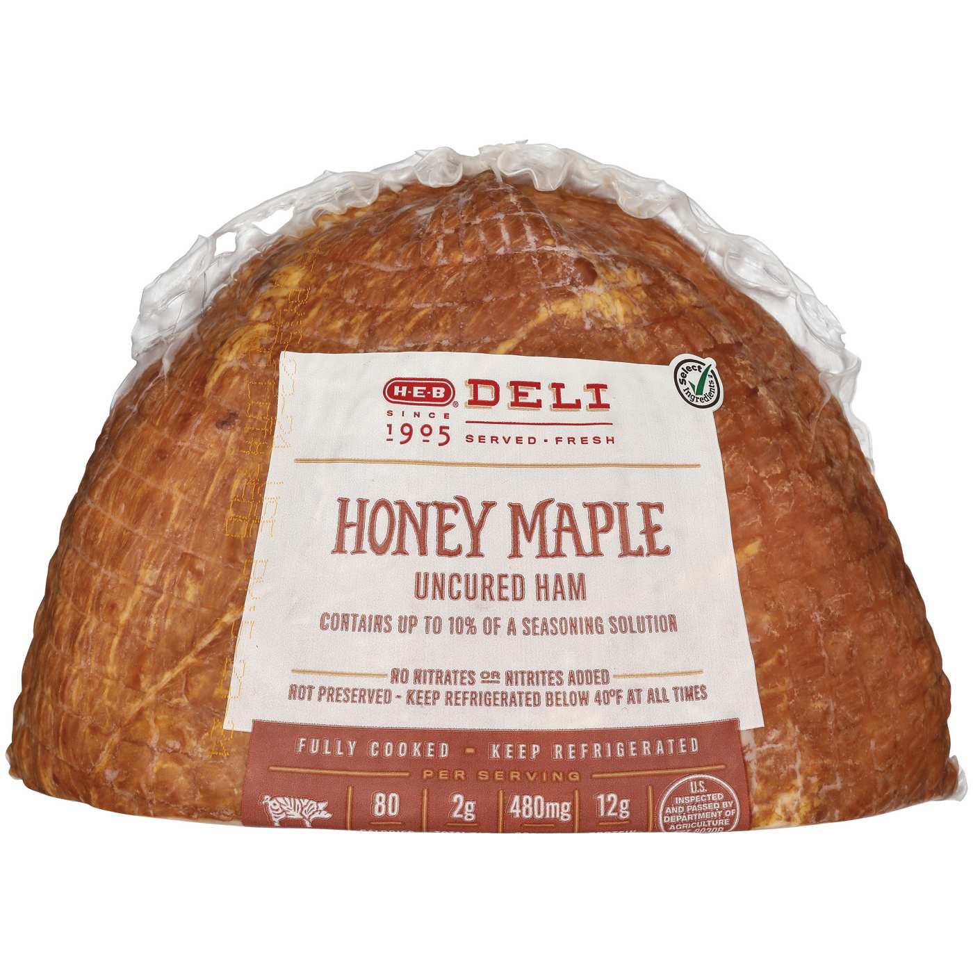 H-E-B Deli Honey Maple Uncured Ham, Sandwich Sliced; image 2 of 3