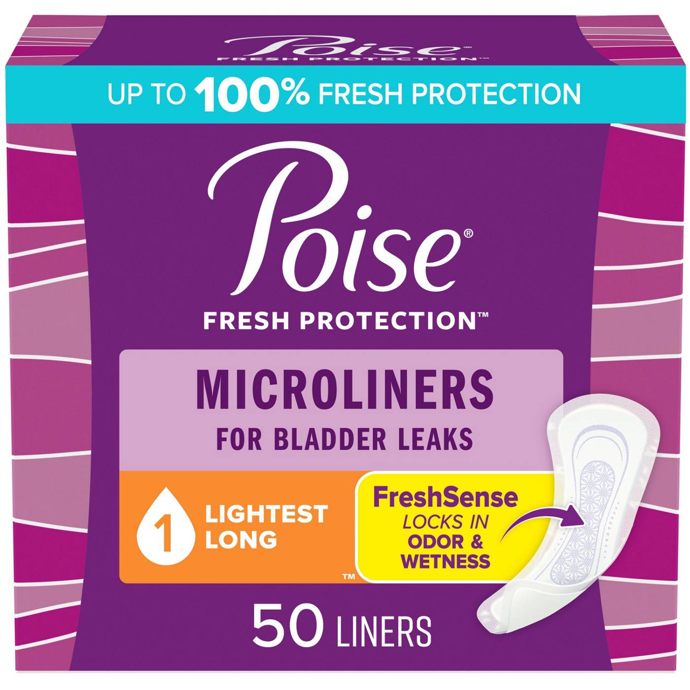 Poise Fresh Protection Microliners Size 1 Lightest Long; image 1 of 5