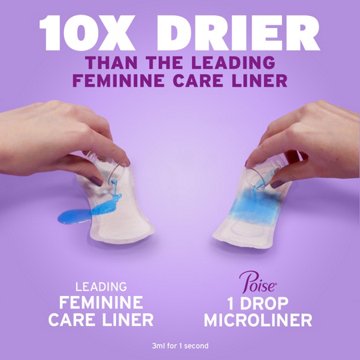 Poise Microliners, Incontinence Liners, 1 Drop Lightest Absorbency, Long