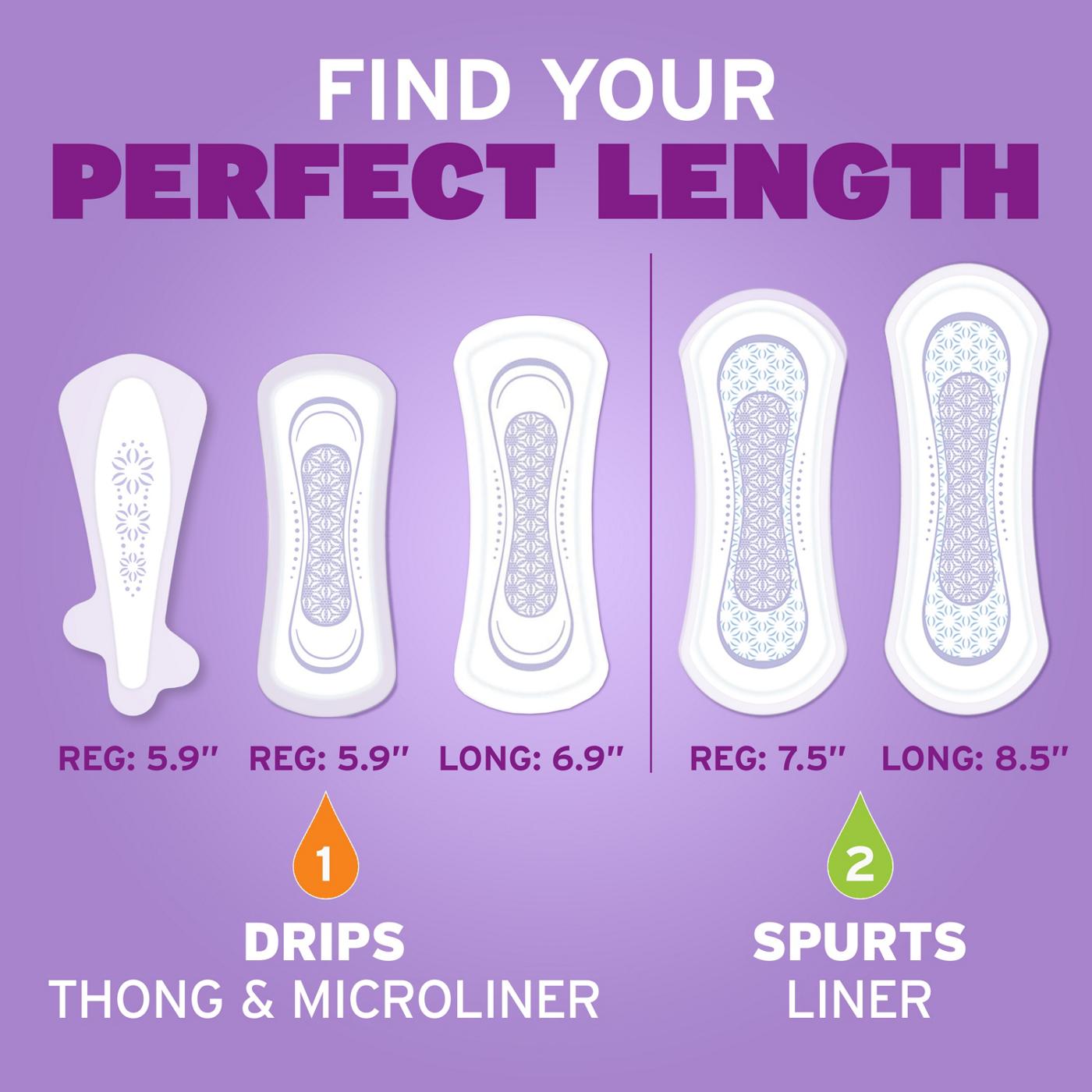 Poise Microliners, Incontinence Liners, 1 Drop Lightest Absorbency, Long; image 6 of 6