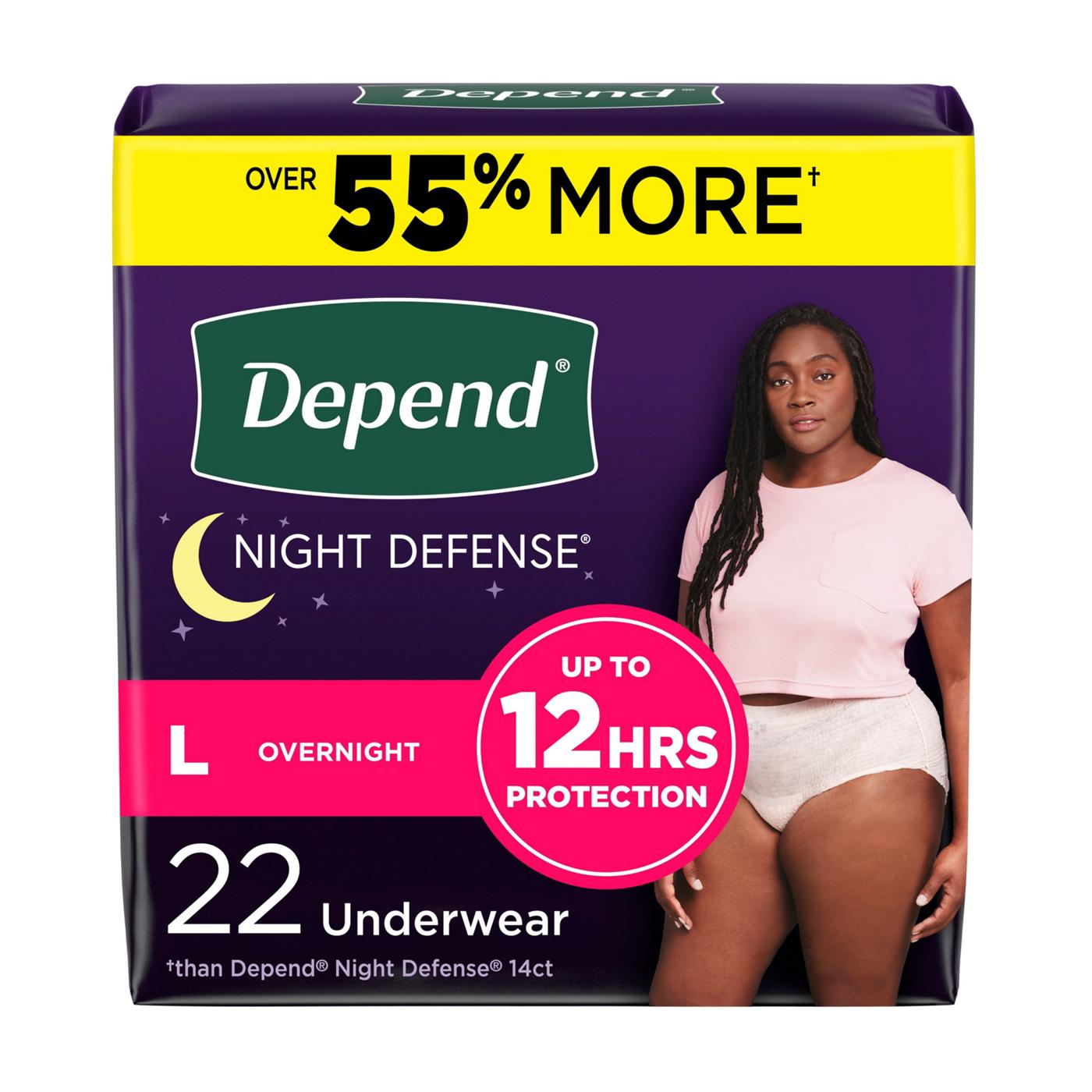 Depend Night Defense Overnight Underwear - Large; image 1 of 7