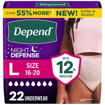 Depend Night Defense Women's Adult Postpartum Incontinence Underwear, L