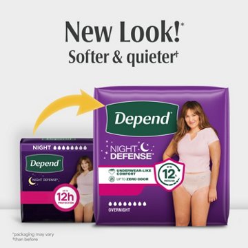 Depend Night Defense Women's Adult Postpartum Incontinence Underwear, L