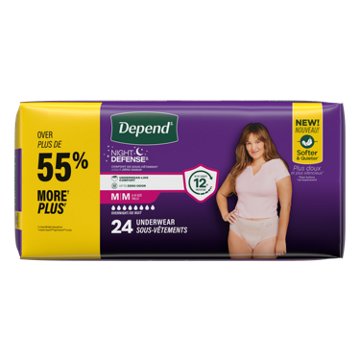 Depend Night Defense Women's Adult Postpartum Incontinence Underwear, M