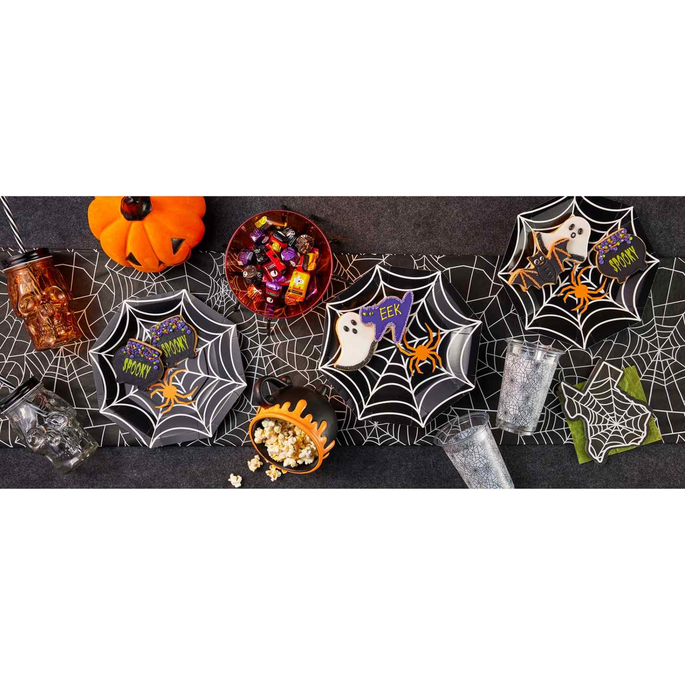 Destination Holiday Halloween All Over Spider Webs Cups with Strawless Sip Lids 16 oz; image 2 of 2