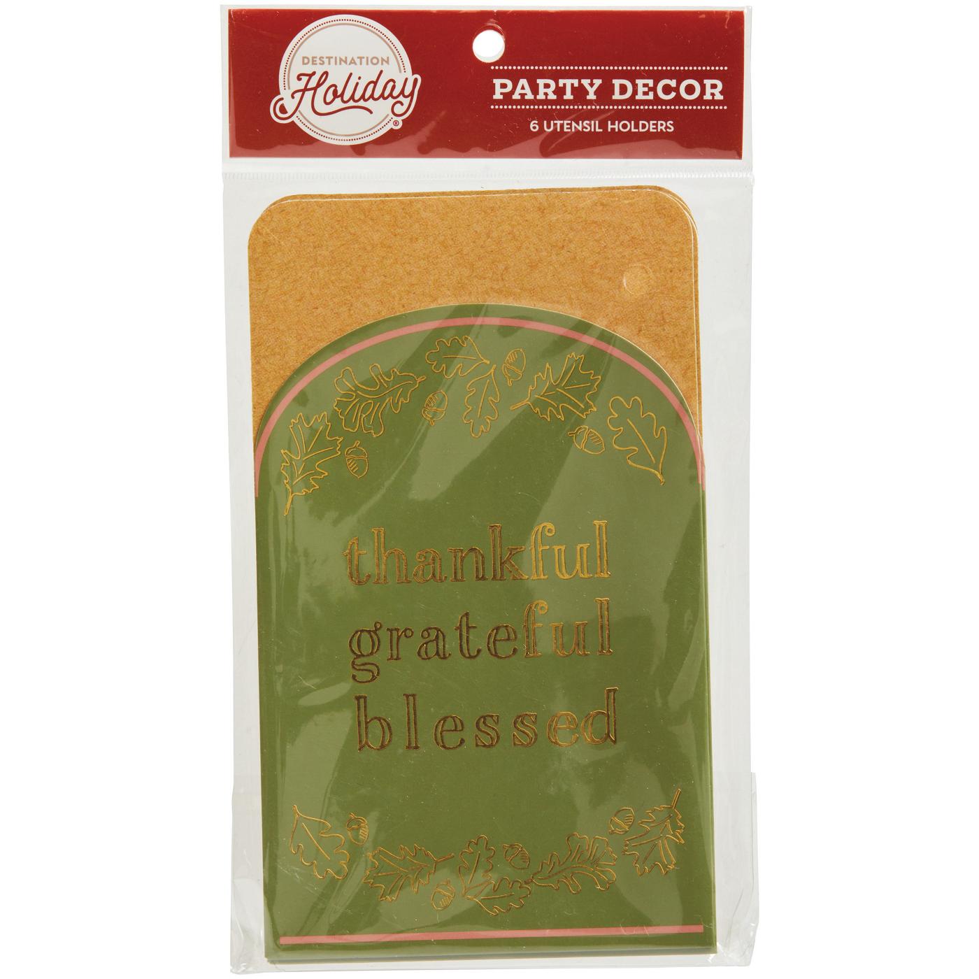 Destination Holiday Thanksgiving Thankful Utensil Holders - Green; image 1 of 2