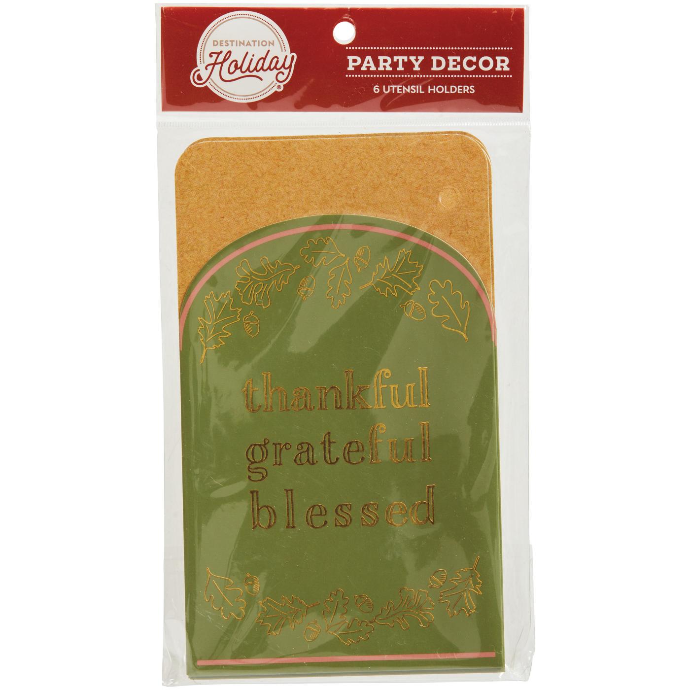 Destination Holiday Thanksgiving Thankful Utensil Holders - Green; image 2 of 2