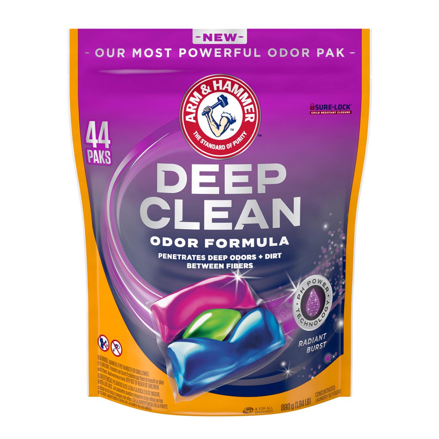 Arm & Hammer Deep Clean Odor Formula Radiant Burst Laundry Detergent Pacs; image 1 of 2