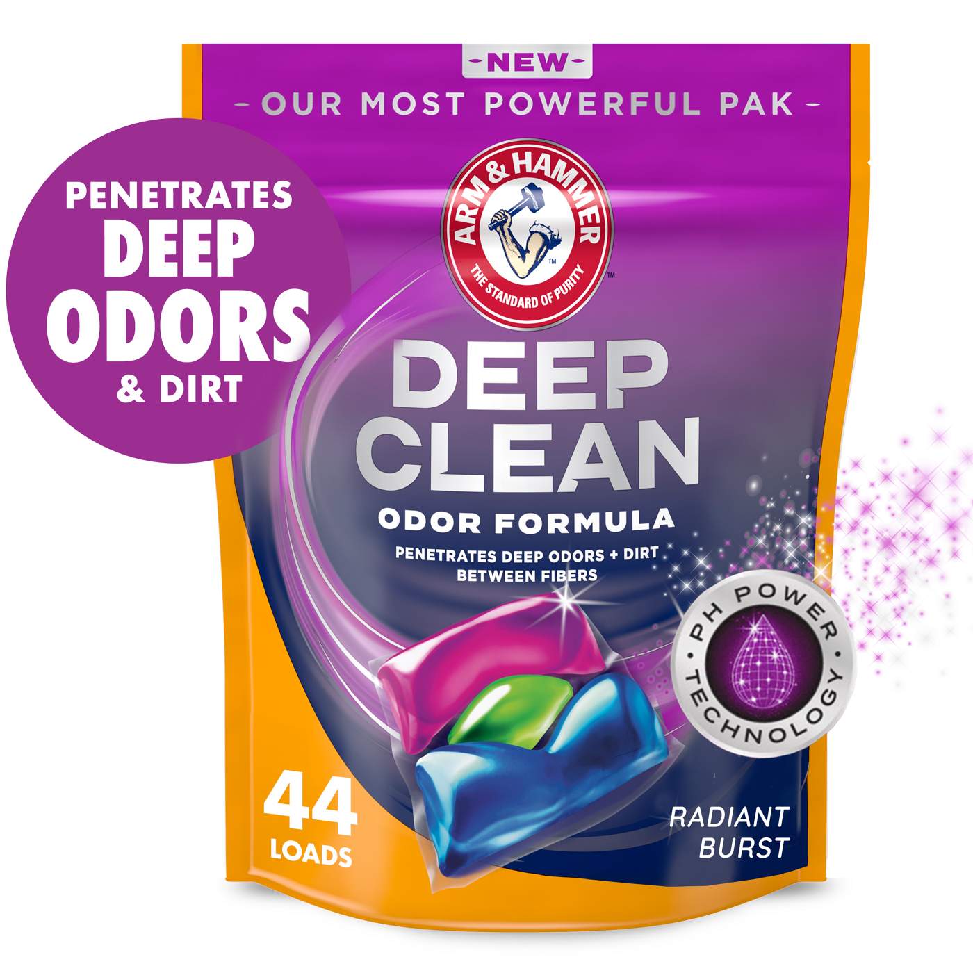 Arm & Hammer Deep Clean Odor Formula Radiant Burst Laundry Detergent Pacs; image 12 of 13