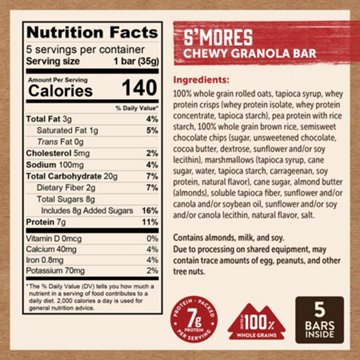 Kodiak 7g Protein Chewy Granola Bars - S'mores, 5 ct
