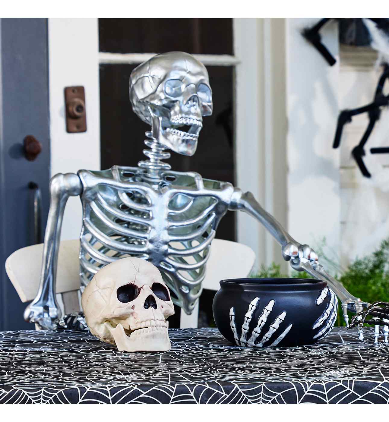 Destination Holiday Halloween Posable Skeleton - Silver Chrome; image 2 of 3