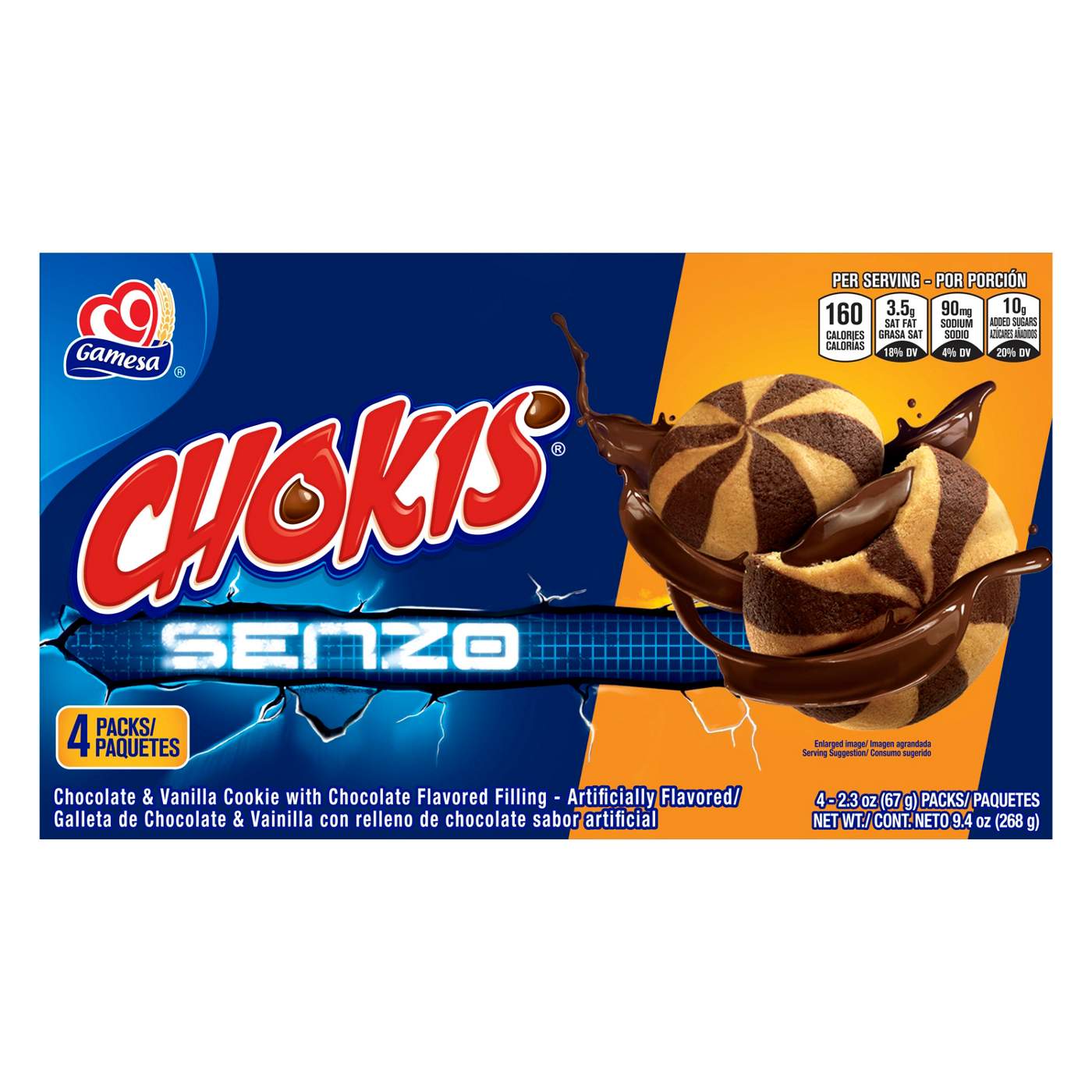 Gamesa Chokis Senzo Chocolate & Vanilla Cookies with Chocolate