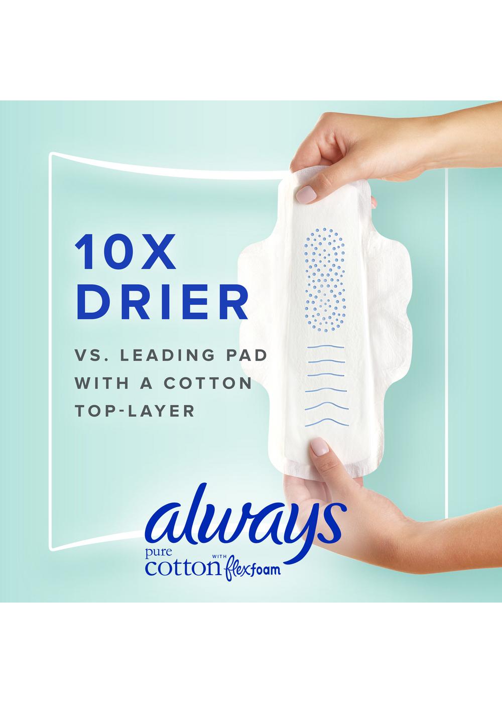 Always Pure Cotton FlexFoam Pads Size 2 Heavy Flow with Wings Shop Pads & liners at HEB