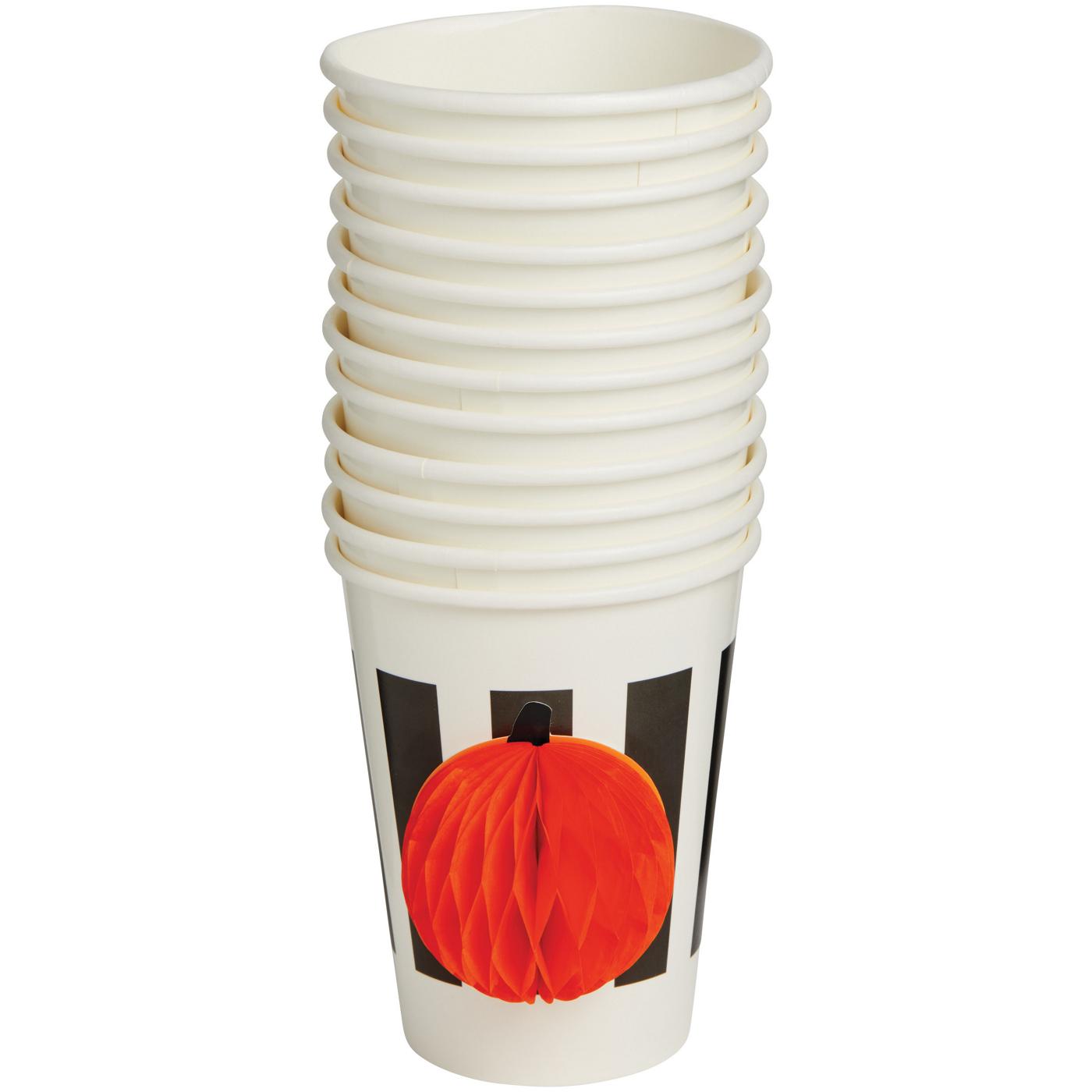 Destination Holiday Halloween Honeycomb Pumpkin Paper Cups, 12 oz; image 1 of 2