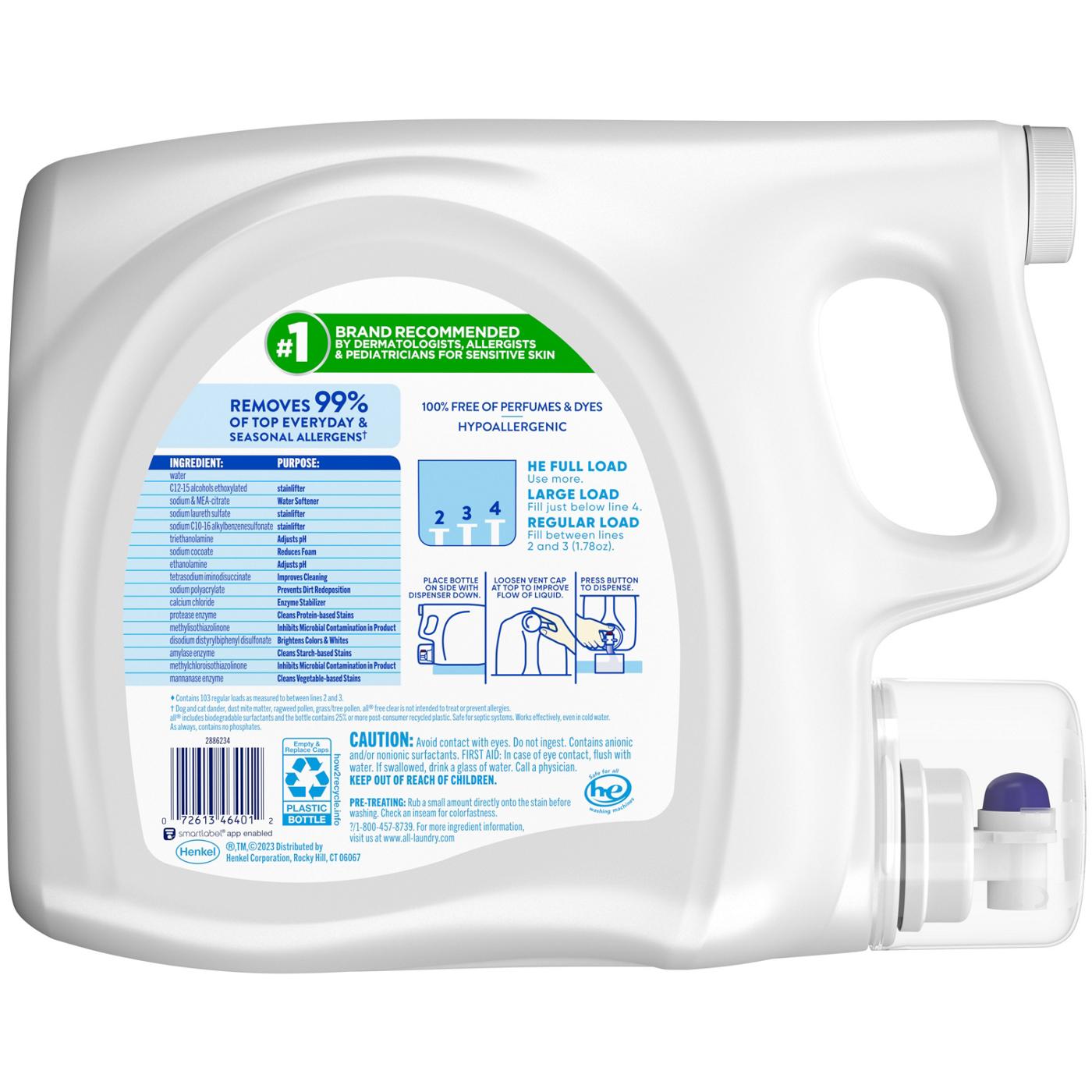 all Free & Clear Advanced Oxi HE Liquid Laundry Detergent, 103 Loads; image 2 of 2