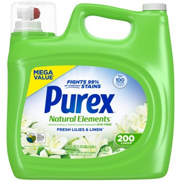 Purex Natural Elements Liquid Laundry Detergent, 200 Loads - Linen & Lilies, 225 oz