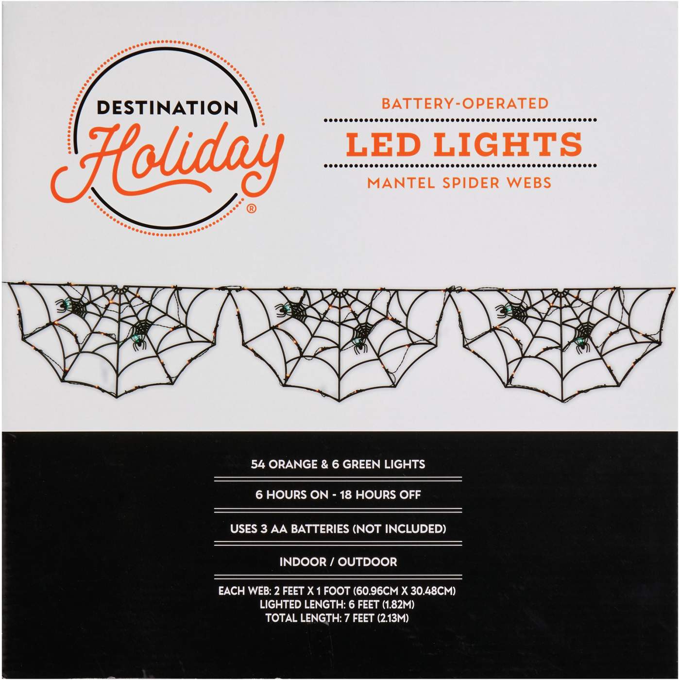 Destination Holiday Halloween LED Spider Webs Mantel Lights; image 1 of 2