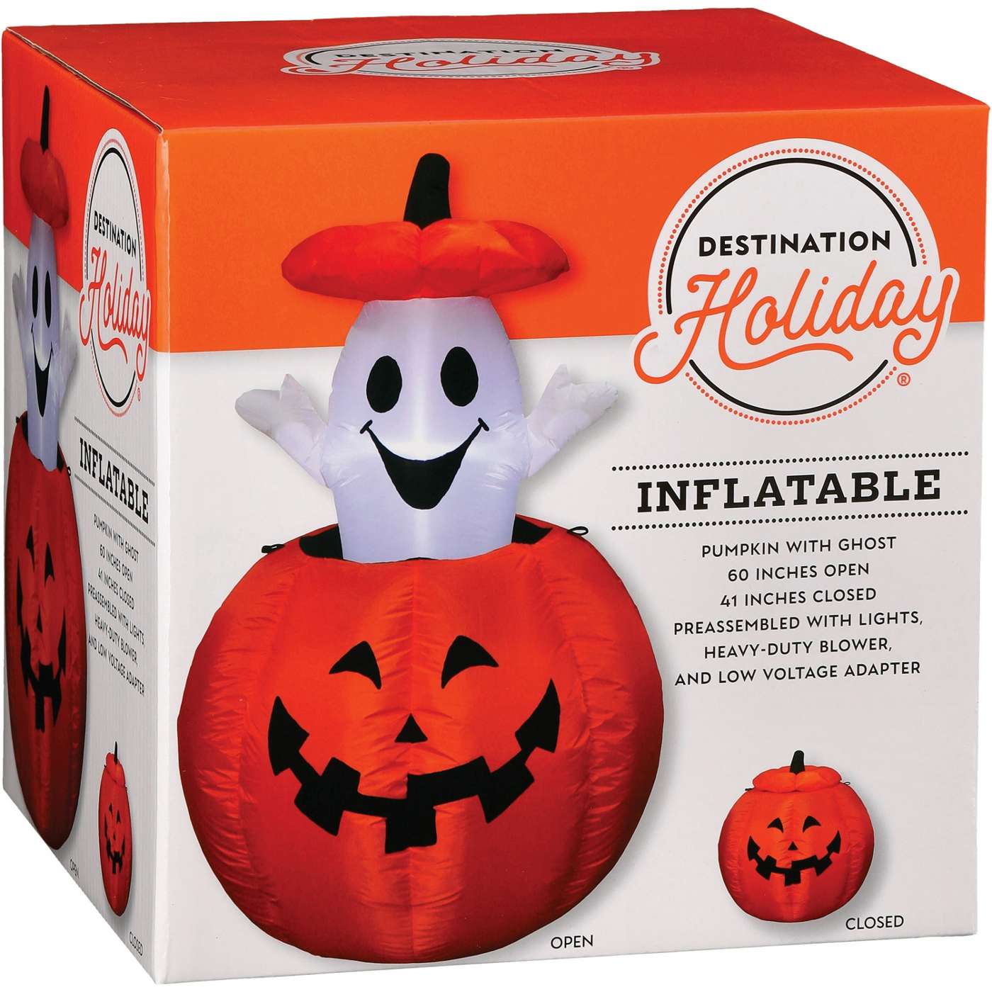 Destination Holiday Halloween Animated Ghost Pumpkin Inflatable; image 1 of 2