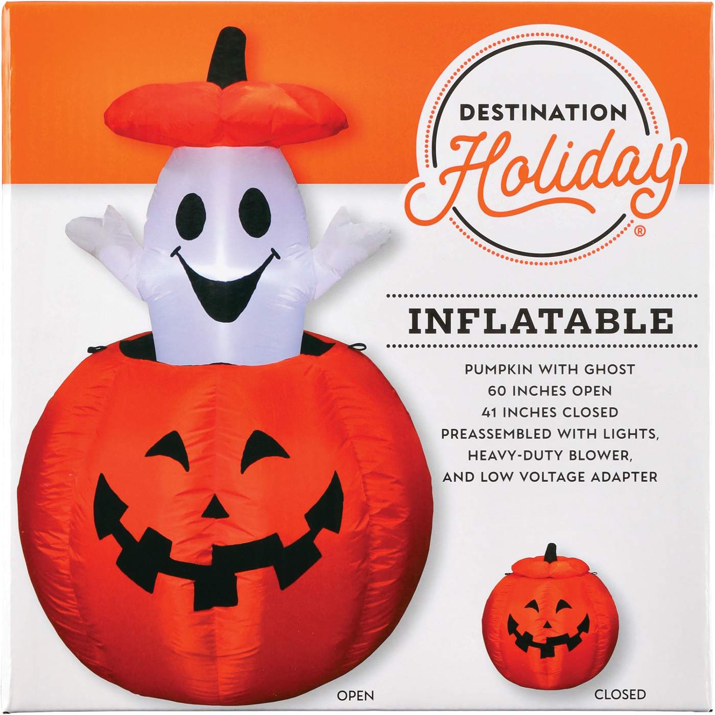 Destination Holiday Halloween Animated Ghost Pumpkin Inflatable; image 2 of 2