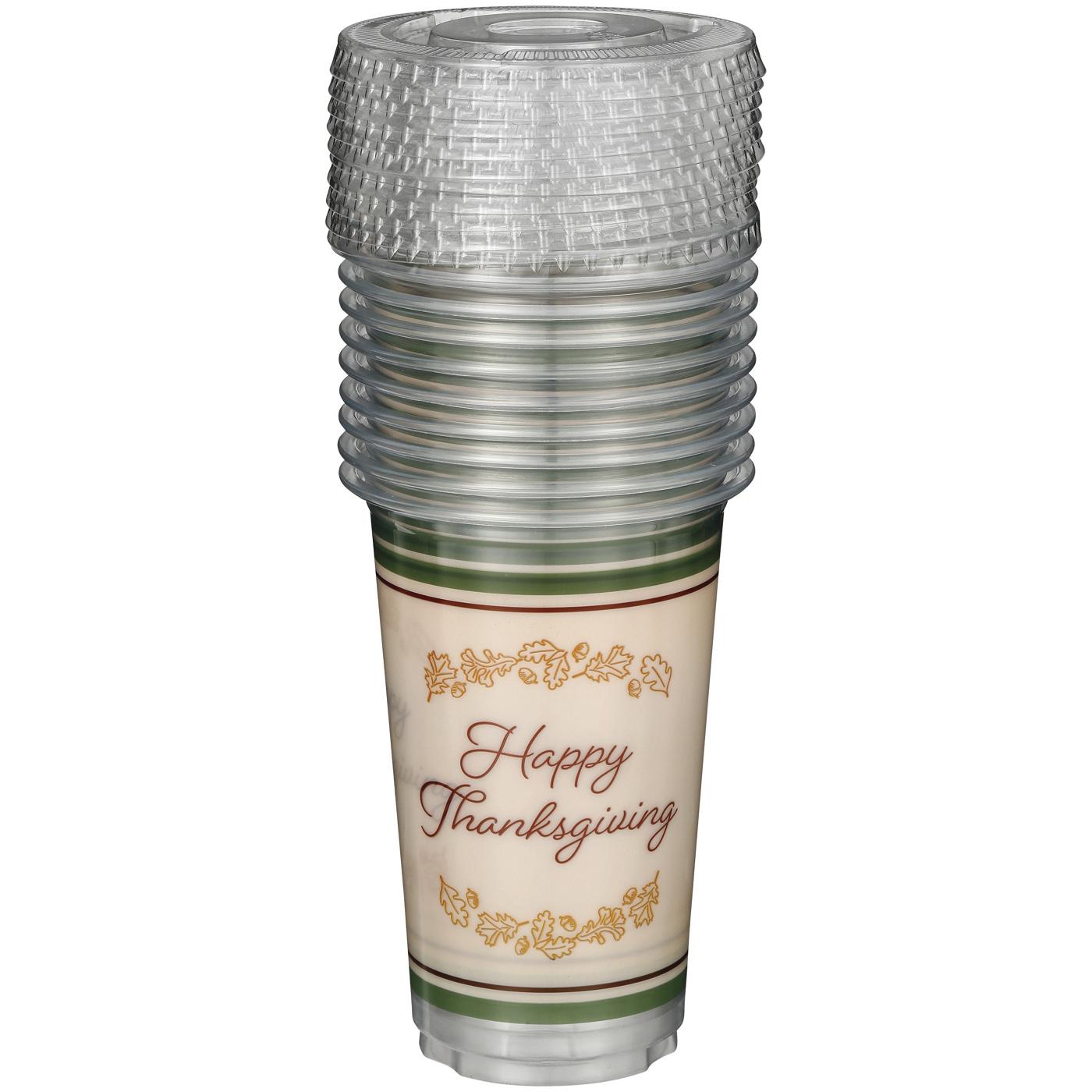 Destination Holiday Happy Thanksgiving Cups with Straw Lids, 16 oz; image 1 of 2