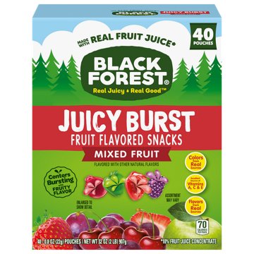 Black Forest Juicy Burst Mixed Fruit Flavored Snacks, 40 ct