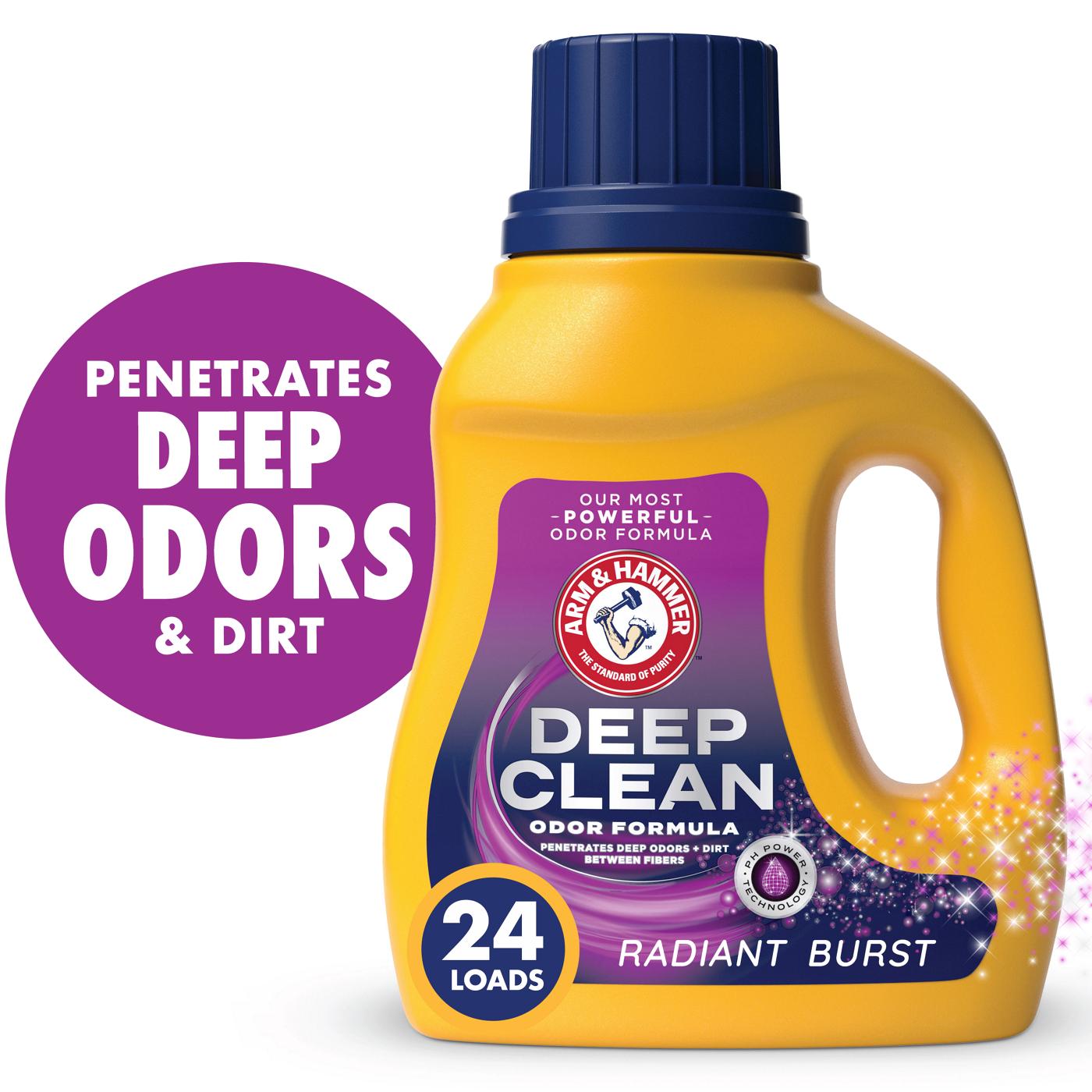 Arm & Hammer Deep Clean Odor HE Liquid Laundry Detergent, 24 Loads - Radiant Burst; image 9 of 13