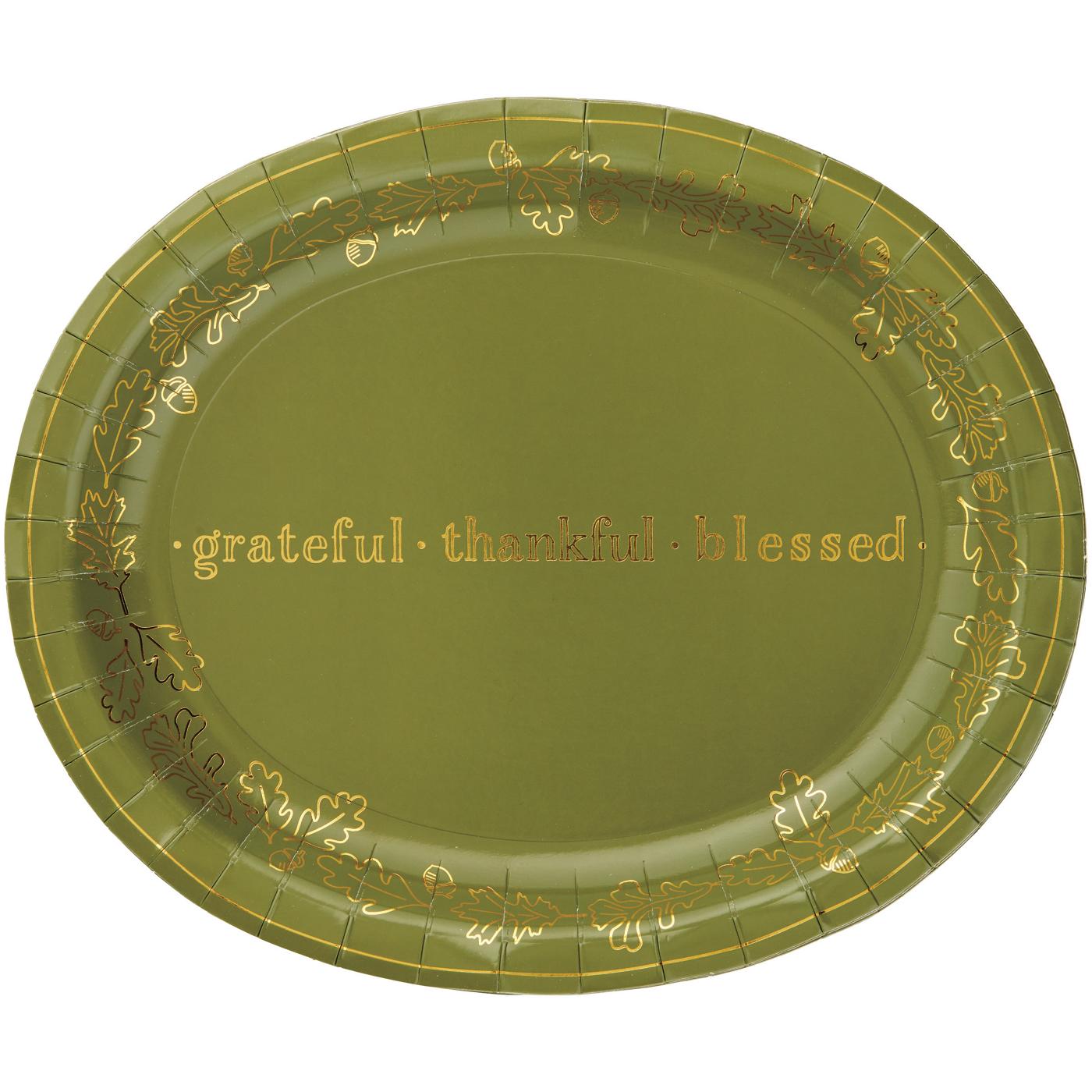 Destination Holiday Thanksgiving Grateful Oval Paper Plates; image 1 of 2