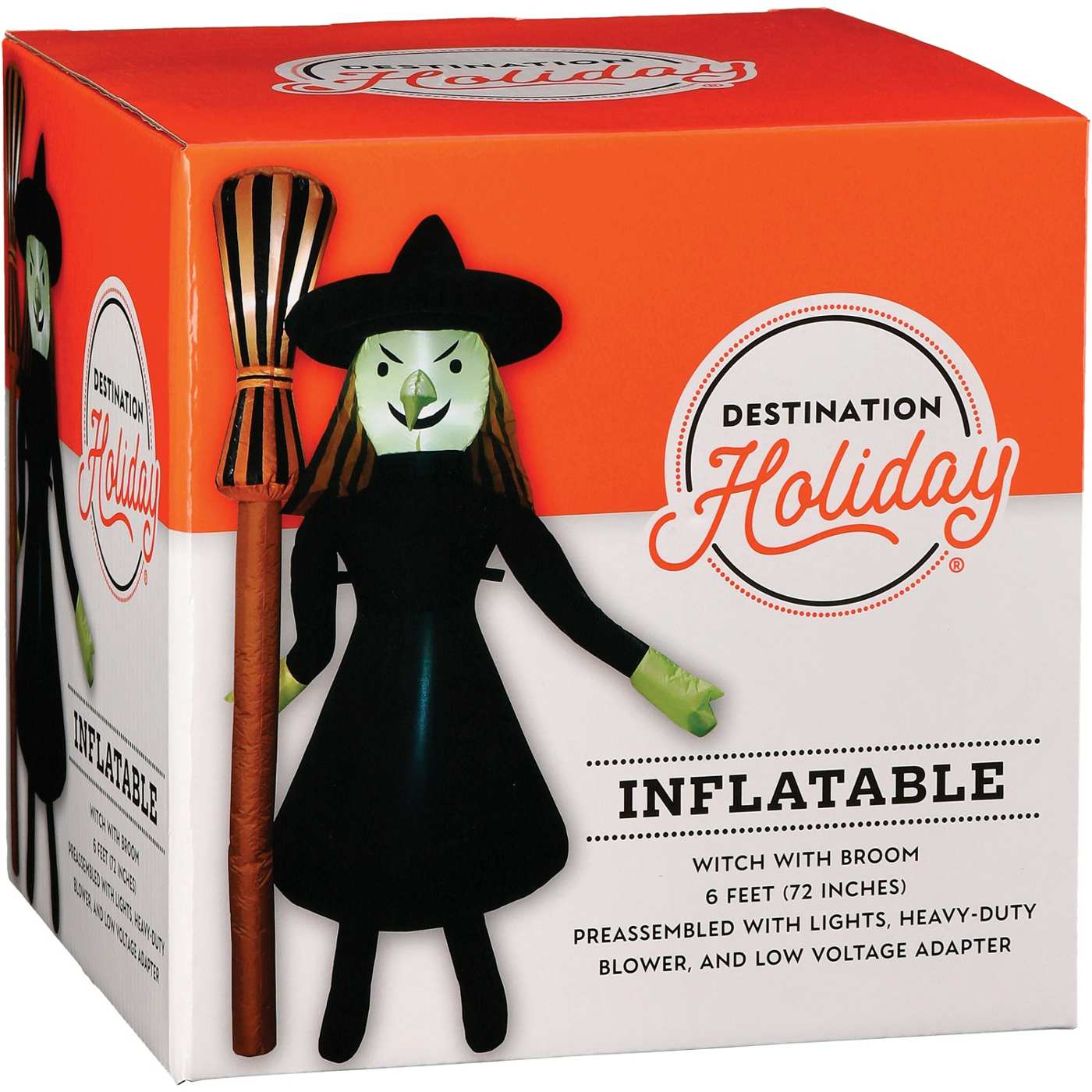 Destination Holiday Halloween Witch with Broom Inflatable; image 1 of 2