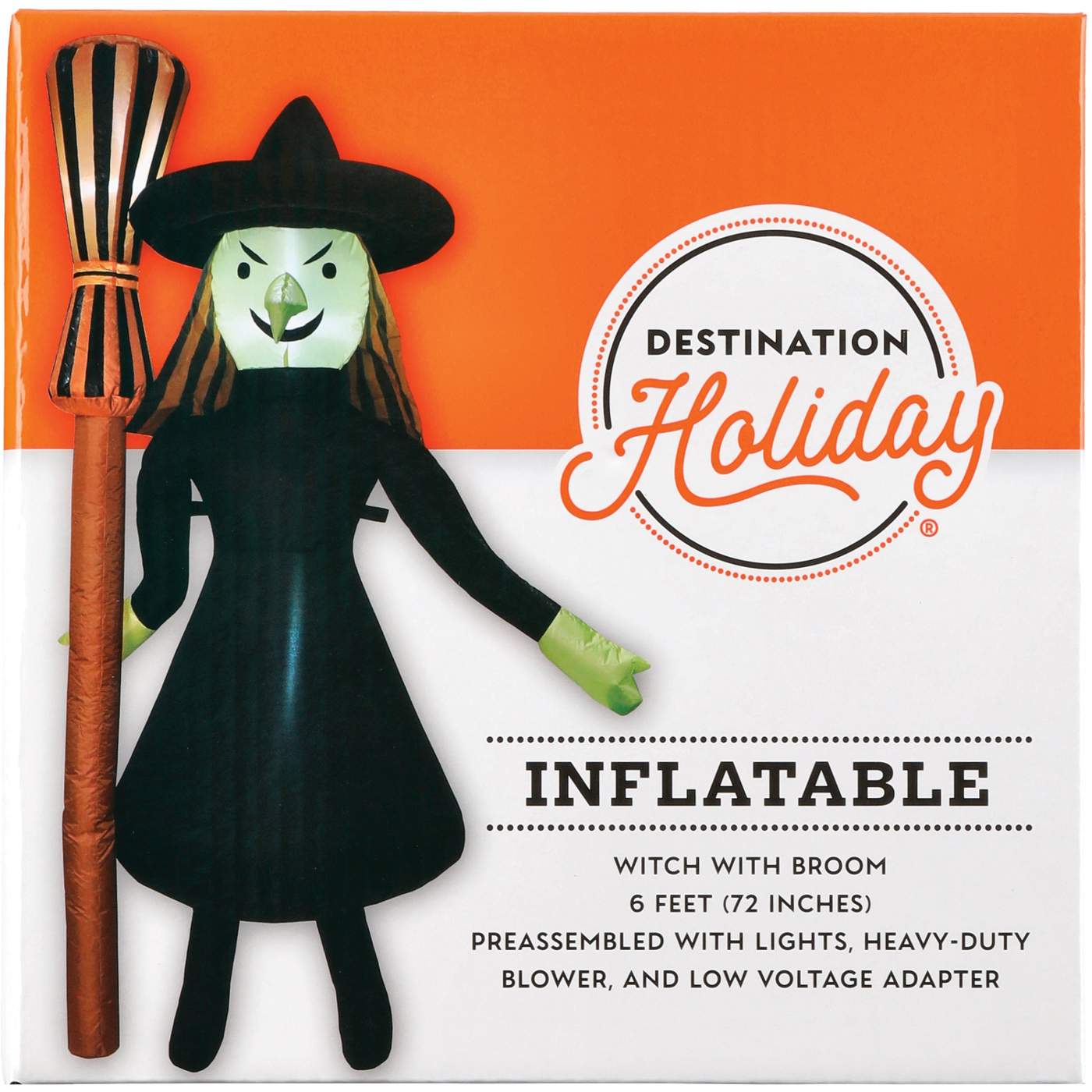 Destination Holiday Halloween Witch with Broom Inflatable; image 2 of 2