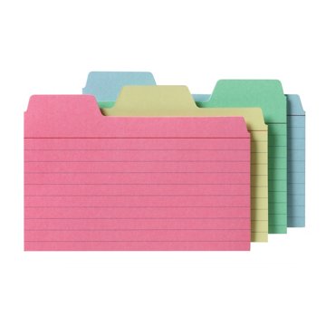 Find It Ruled Tabbed Assorted Colors Index Cards - 48 ct, 3" x 5"