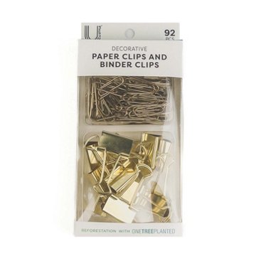 U Style Decorative Paper & Binder Clips - Gold, 92 pc