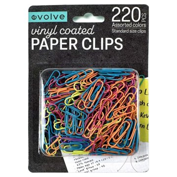 Evolve Vinyl Coated Paper Clips - Multi Color, 220 pc