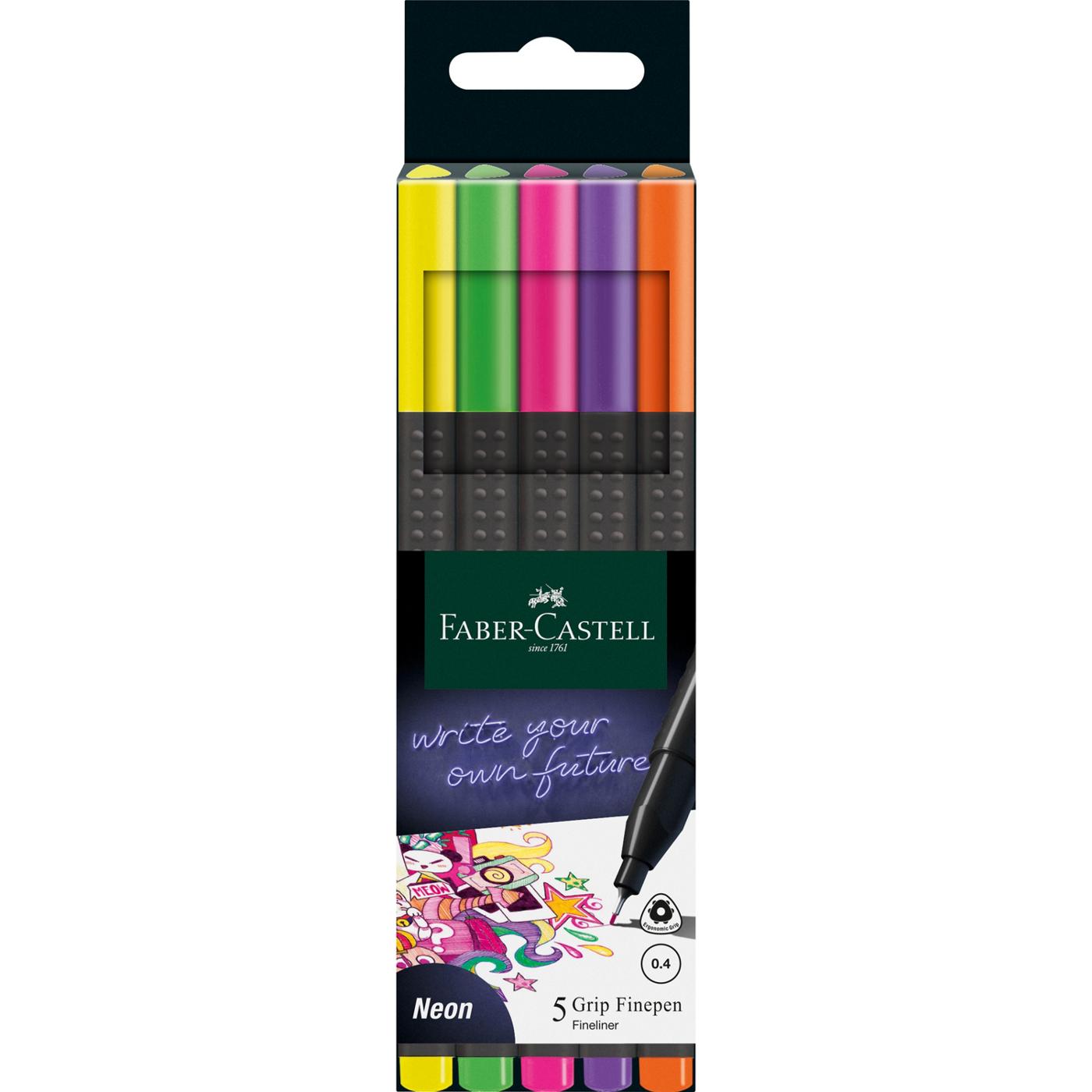 Faber-Castell Neon Grip Fineliner Pens - Assorted Ink; image 1 of 3