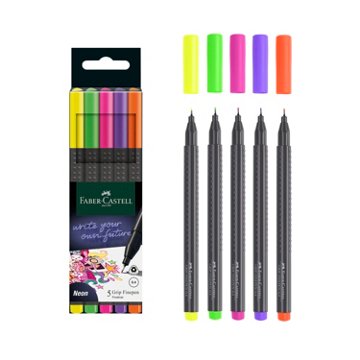 Faber-Castell Neon Grip Fineliner Pens - Assorted Ink