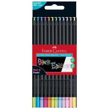Faber-Castell Black Edition Color Pencils - Neon & Pastel, 12 pk
