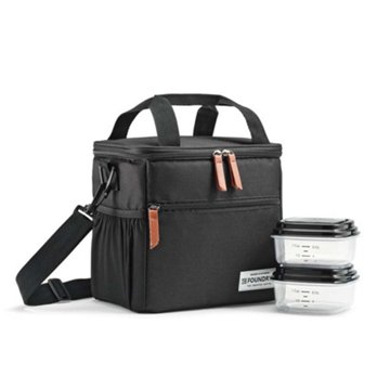 Fit + Fresh Foundry Lunch Bag Kit - Black, 3 pc