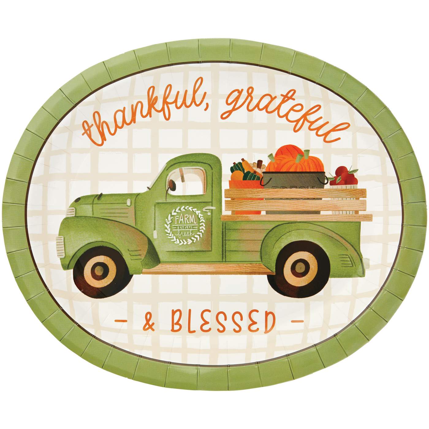 Destination Holiday Thanksgiving Truck Oval Plate; image 1 of 2